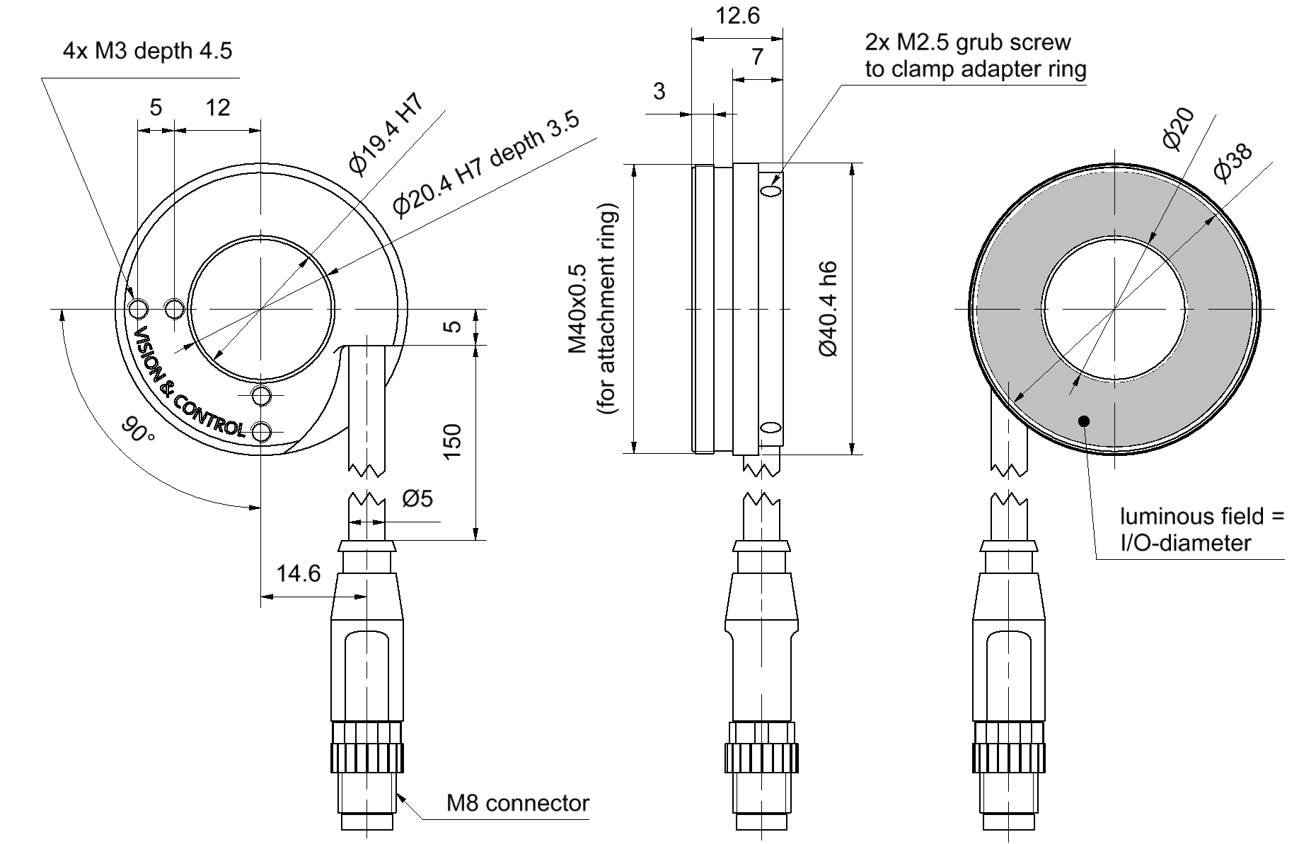 Dimensional drawing in mm