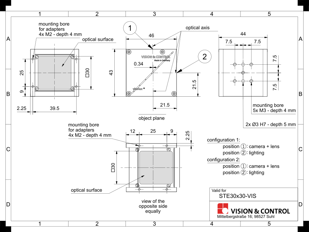 Dimensional drawing in mm