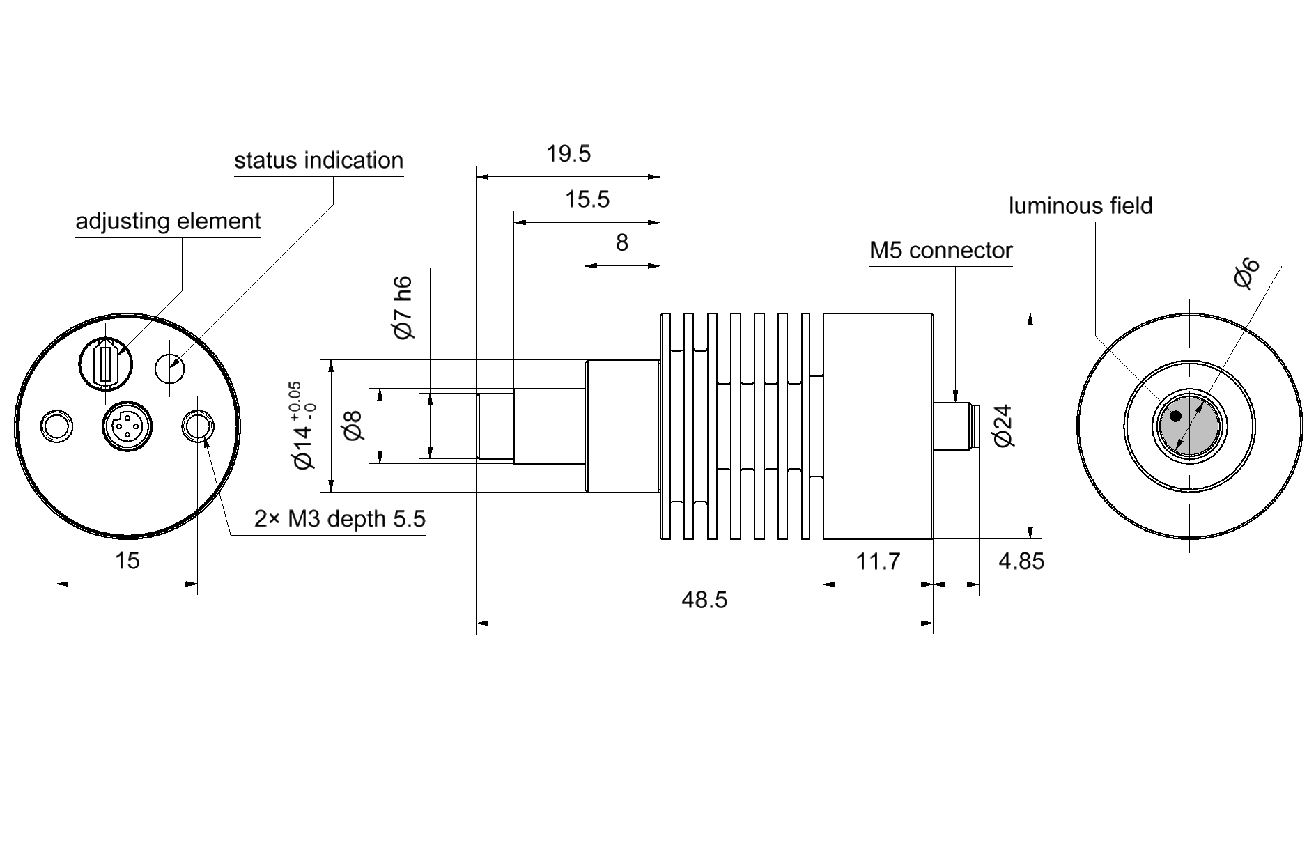 Dimensional drawing in mm